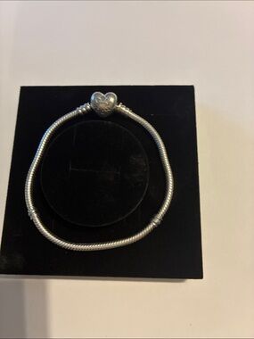 Pandora Silver Heart Clasp Snake Chain Bracelet - Silver